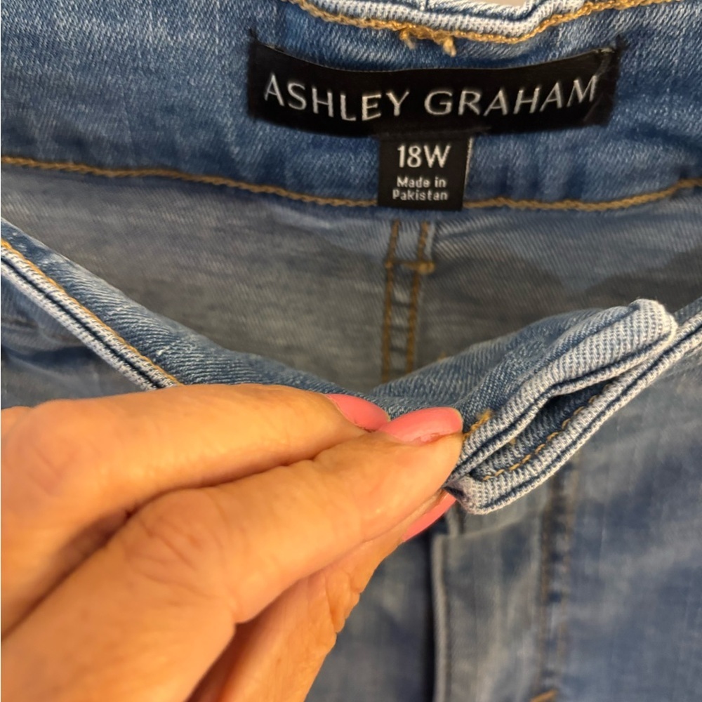 Ashley Graham Blue Denim Maxi Skirt Jeans with Flared Panel Sz 18W NWT - Picture 6 of 9